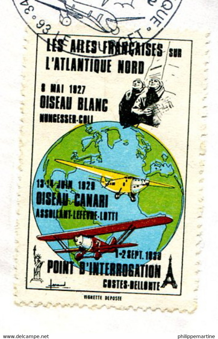 Vignette Les Ailes Françaises Sur L'Atlantique Nord Sur Enveloppe Du Bourget (93) à Destination De Igls (Autriche) - Aviation