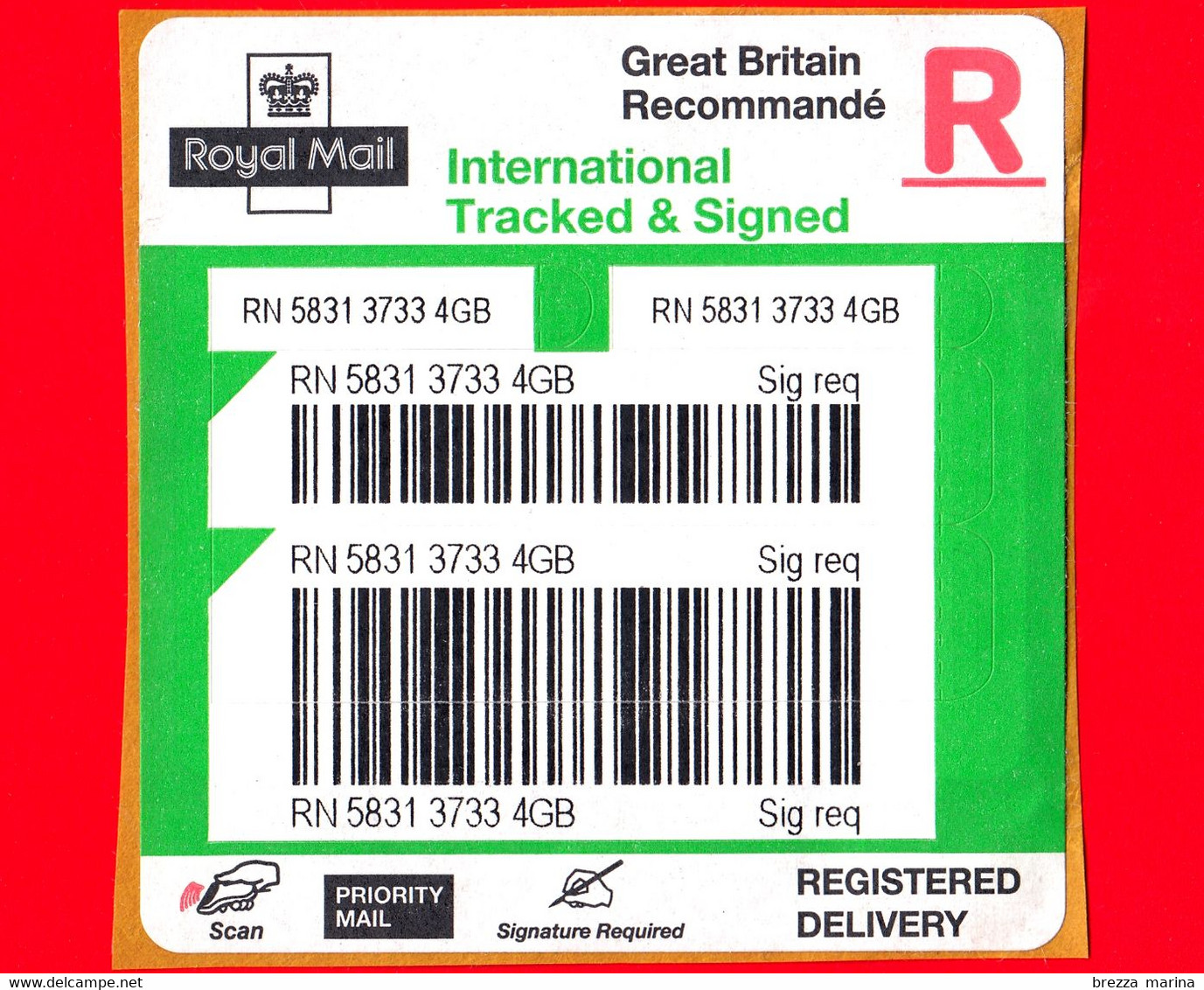 GB UK GRAN BRETAGNA - Usato -  2020 - ITS International Tracked & Signed - Etichetta - Universal Mail Stamps