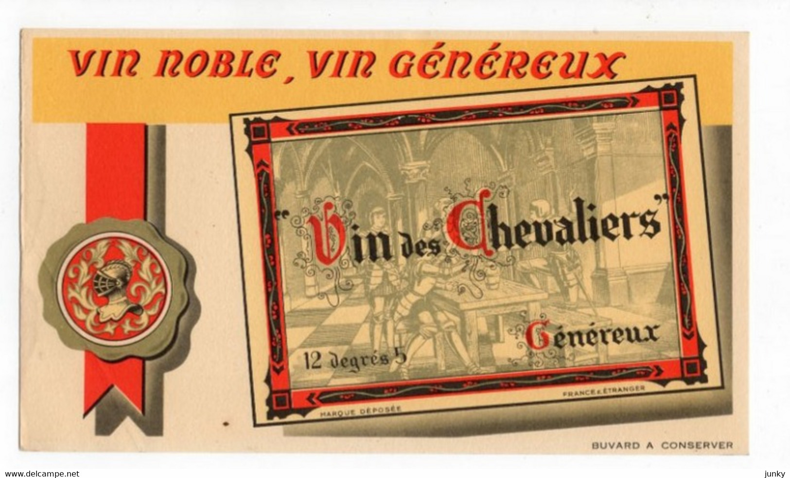 Buvard Vin Noble Et Généreux - Vin Des Chevaliers - V