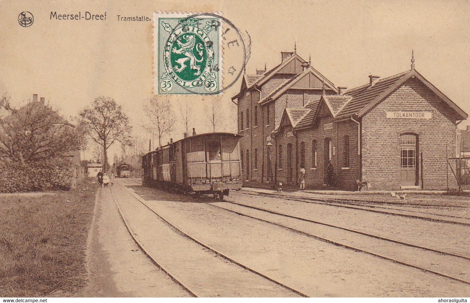 DDY 583 -- MEERSEL-DREEF  Carte-Vue TRAM Statie Et Tolkantoor - Beau Plan Sur Wagons - TP Héraldique RELAIS MEERLE 1930 - Hoogstraten