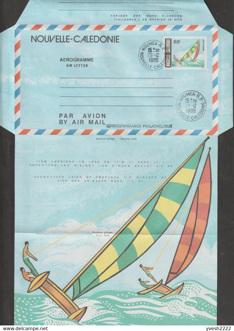 Nouvelle-Calédonie 1986. Aérogramme à 65 F Légende Nouvelle-Calédonie Régates - Aerogrammi