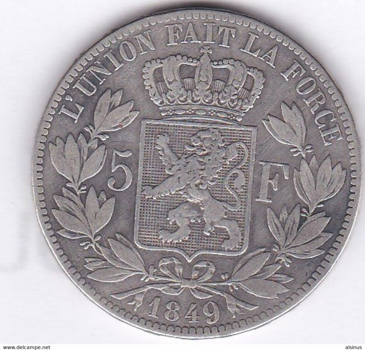 LEOPOLD PREMIER ROI DES BELGES - 5 FR ARGENT - 1849 - TETE NUE - 5 Frank