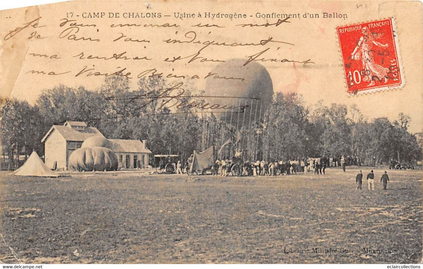 Châlons Sur Marne . Le Camp          51      Montgolfière. Usine A Hydrogène. Gonflement D'un Ballon. Défaut (voir Scan) - Camp De Châlons - Mourmelon