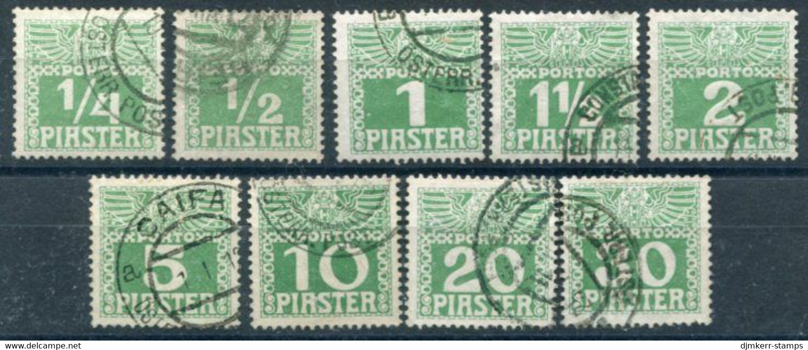 AUSTRIA PO IN LEVANT 1908 Postage Due Set Complete Used.  Michel Porto 6-14 - Oostenrijkse Levant