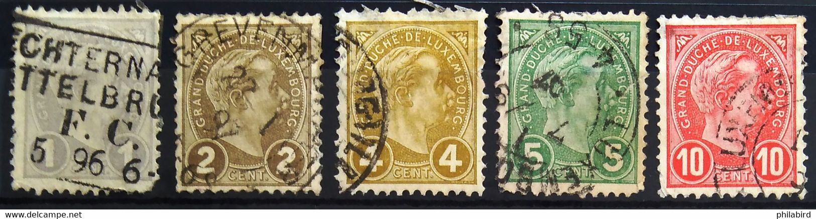 LUXEMBOURG                         N° 69/73                                OBLITERE - 1895 Adolphe Profil