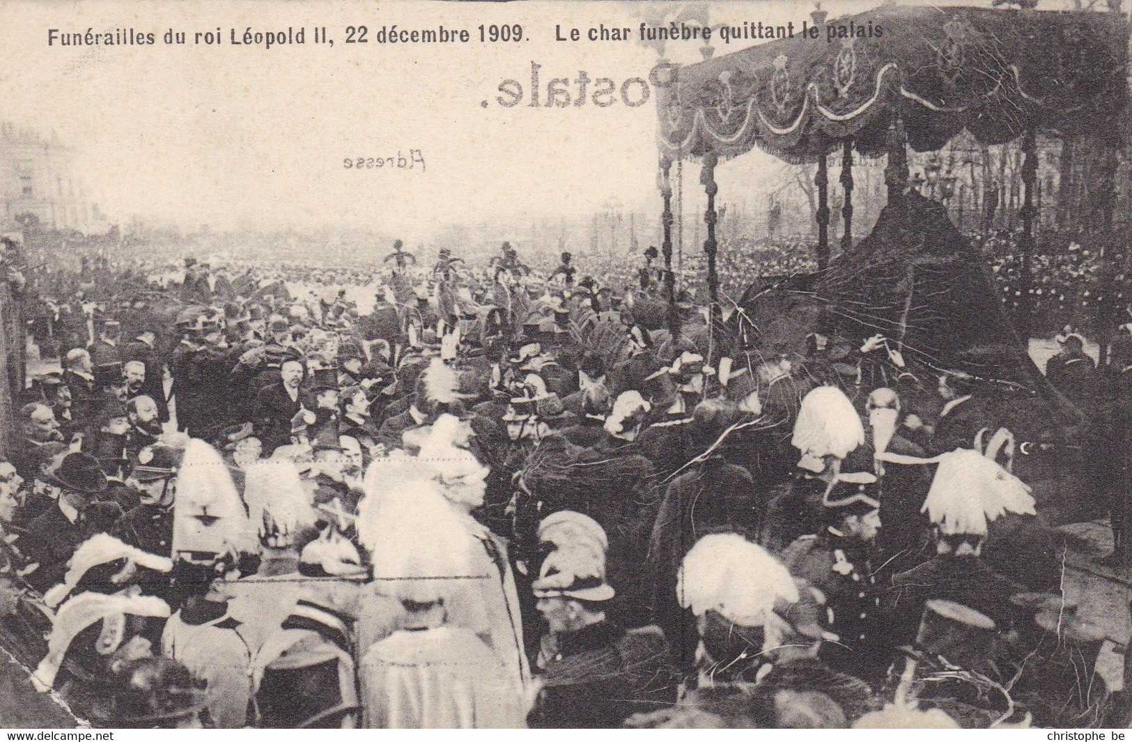 Bruxelles, Funérailles Du Roi Leopold II, 22 Décembre 1909, Le Char Quittant Le Palais (pk77500) - Feesten En Evenementen