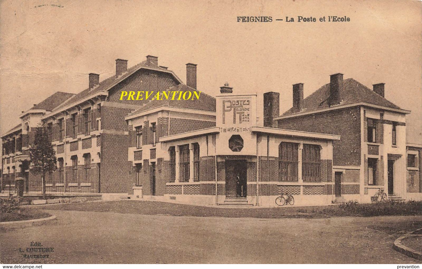 FEIGNIES - La Poste Et L'Ecole - Carte Circulé - Feignies