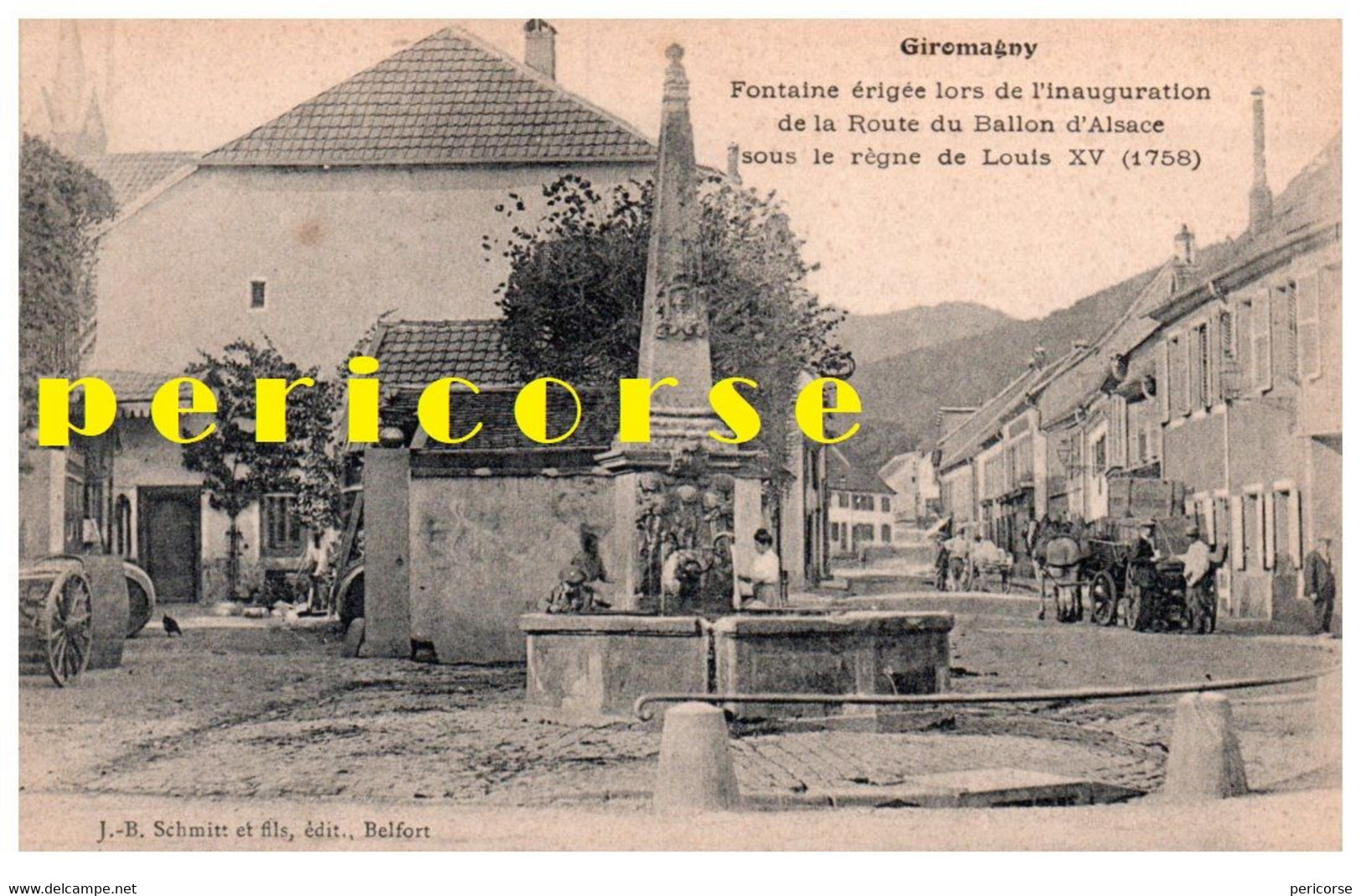 90  Giromagny  Fontaine Et Charette Route Du Ballon D'Alsace - Giromagny