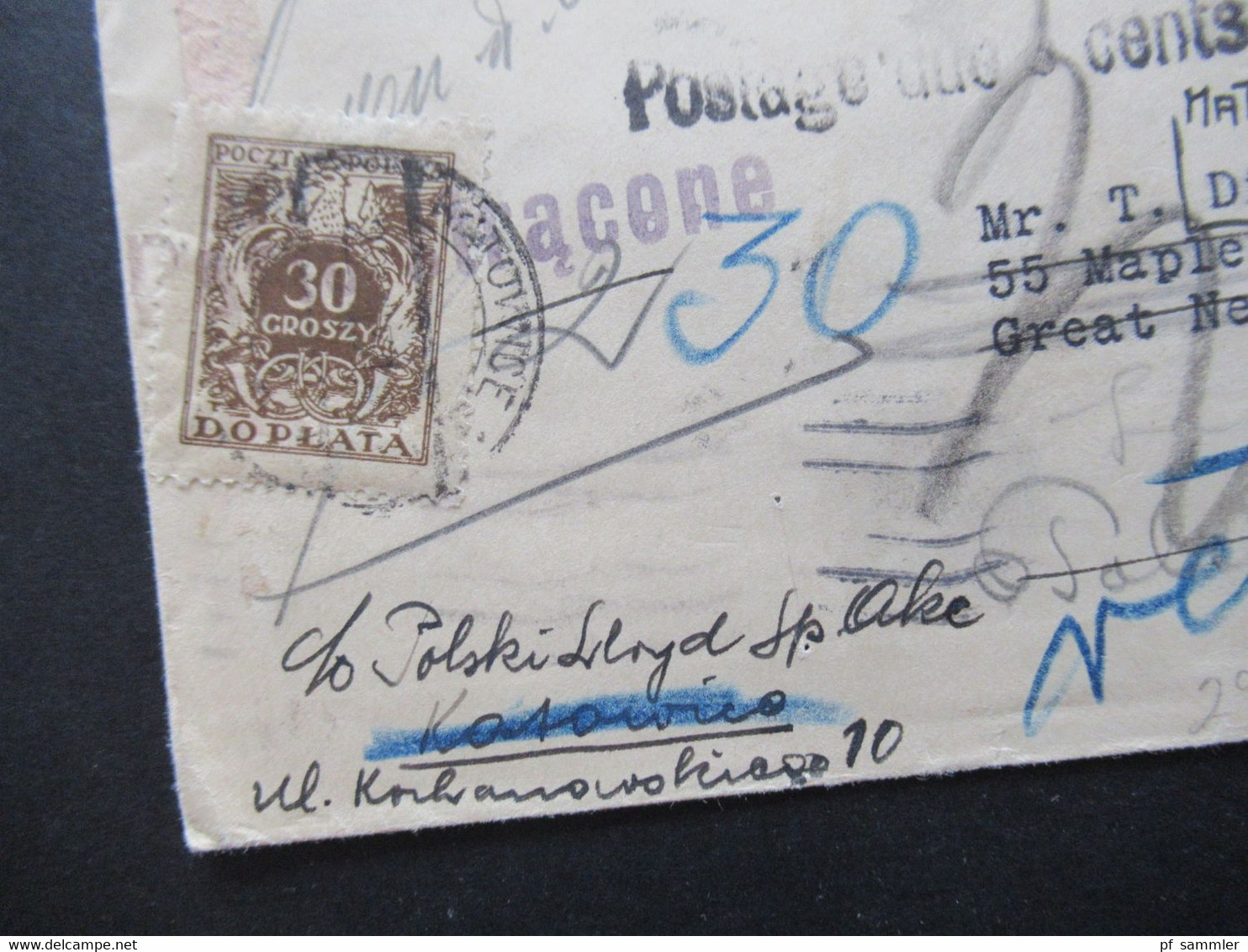 USA 1931 Irrläufer über Polen Und Die Schweiz Jeweils Mit Nachporto Marken Viele Stempel Und Vermerke Retour / Ungültig - Cartas & Documentos