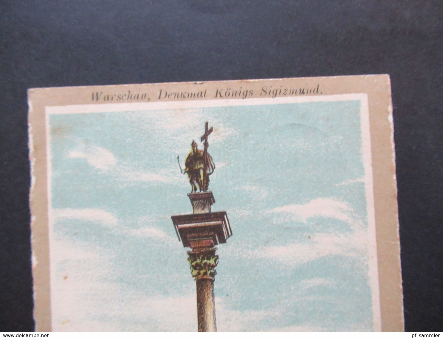 Feldpostkarte 1916 Zeppelin Stempel Versuchs Und Übungsflugpark Ost AK Warschau Denkmal König Sigizmund - Zeppelines