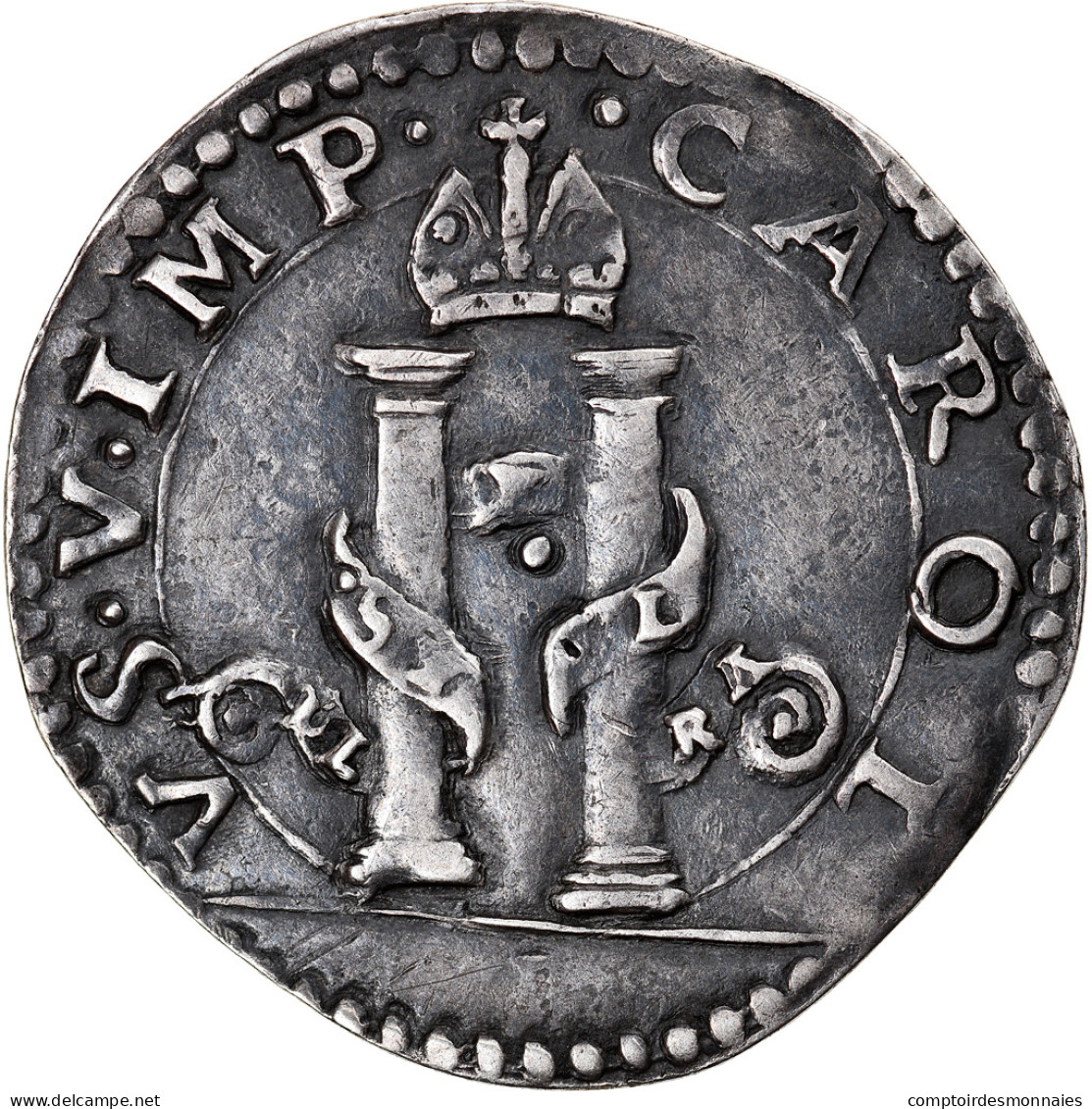 Monnaie, États Italiens, Carlo V, Denario De 8 Soldi, XVIth Century, Milan - Lombardie-Vénétie