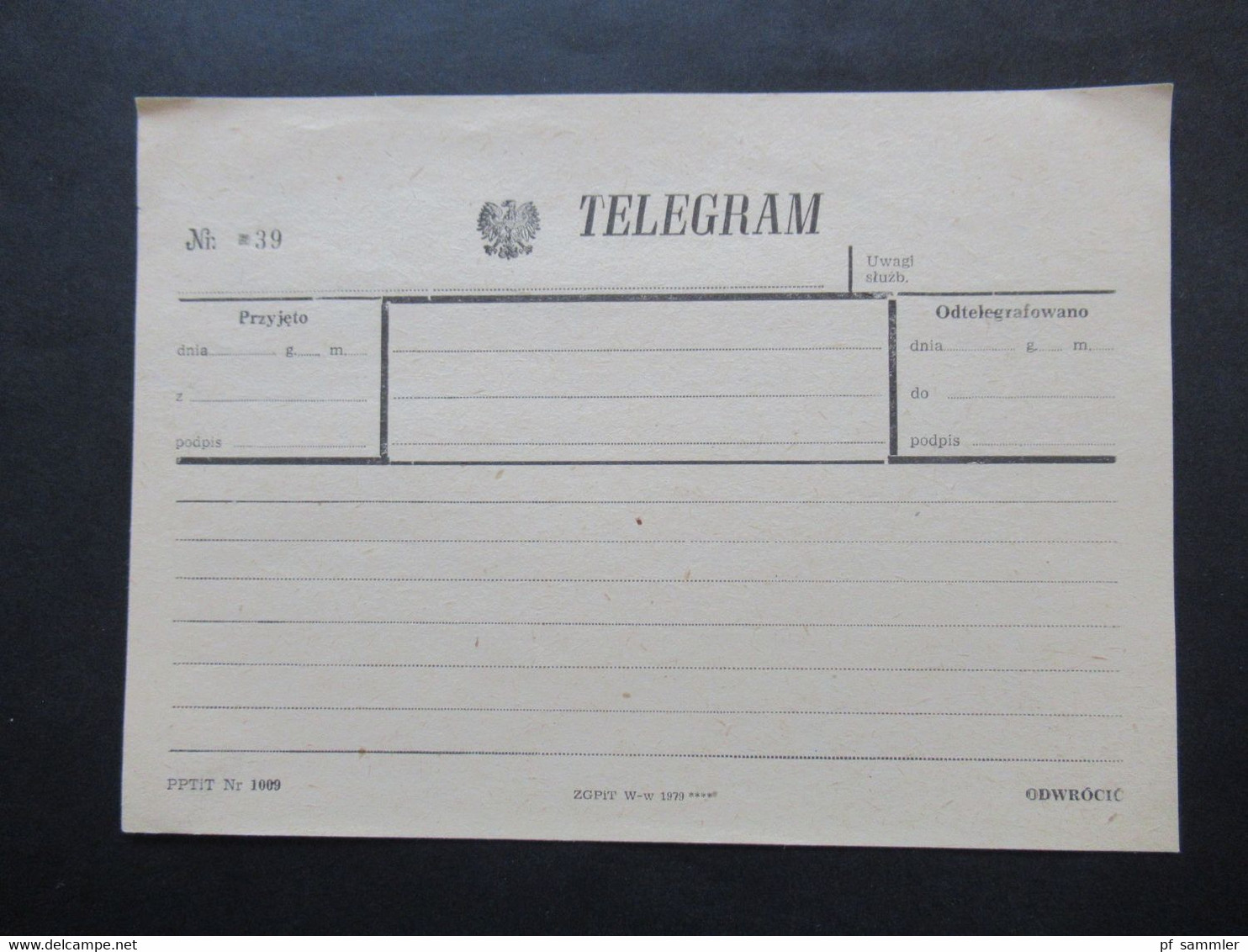 Polen 1979 Telegram 3 Vordrucke Nr. 39, 40 Und 41 Przyjeto / Odtelegrafowano / Odwrocic. Ungebraucht - Cartas & Documentos