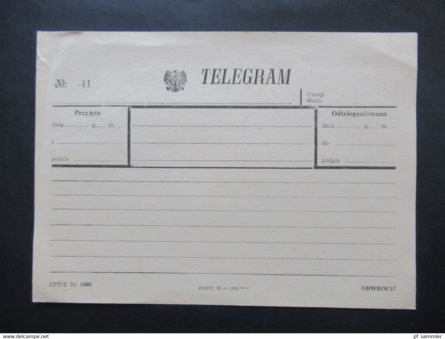 Polen 1979 Telegram 3 Vordrucke Nr. 39, 40 und 41 Przyjeto / Odtelegrafowano / Odwrocic. Ungebraucht