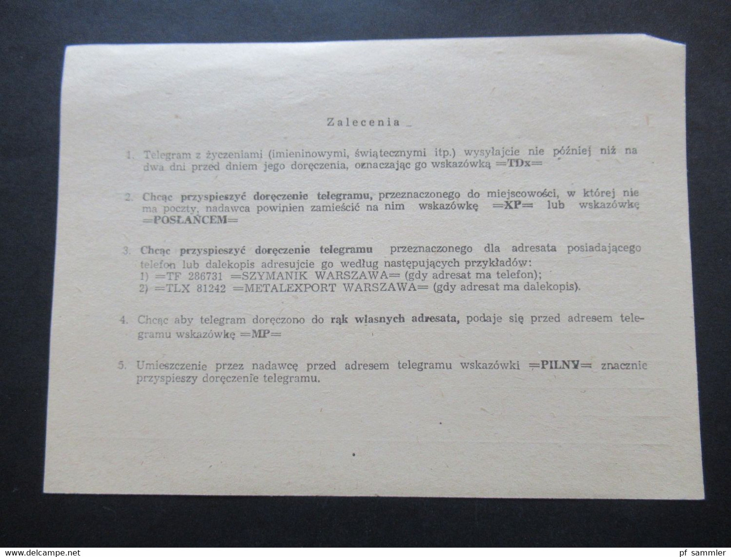 Polen 1979 Telegram 3 Vordrucke Nr. 39, 40 und 41 Przyjeto / Odtelegrafowano / Odwrocic. Ungebraucht