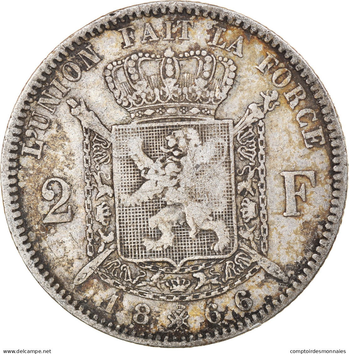 Monnaie, Belgique, Leopold II, 2 Francs, 2 Frank, 1866, TB+, Argent, KM:30.1 - 2 Frank