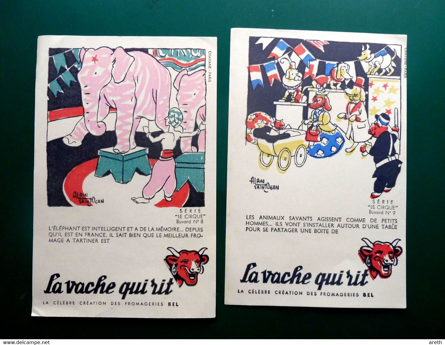 7 Buvards LA VACHE QUI RIT   - Série Le Cirque - Illustration  Alain Saint-Ogan - Produits Laitiers