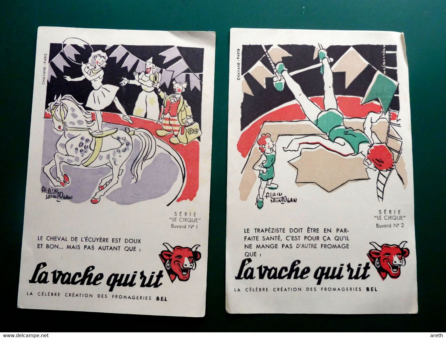 7 Buvards LA VACHE QUI RIT   - Série Le Cirque - Illustration  Alain Saint-Ogan - Produits Laitiers