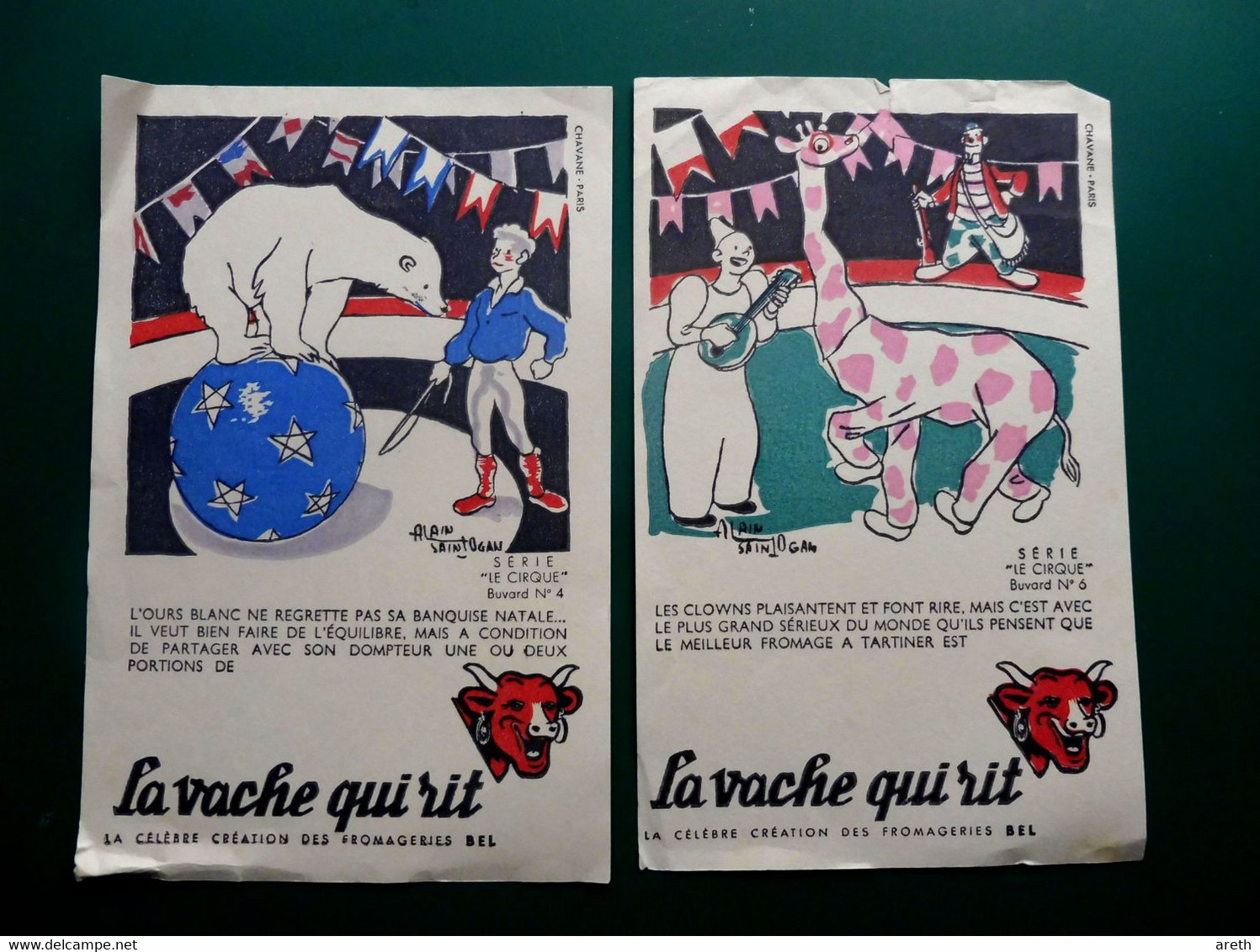 7 Buvards LA VACHE QUI RIT   - Série Le Cirque - Illustration  Alain Saint-Ogan - Produits Laitiers