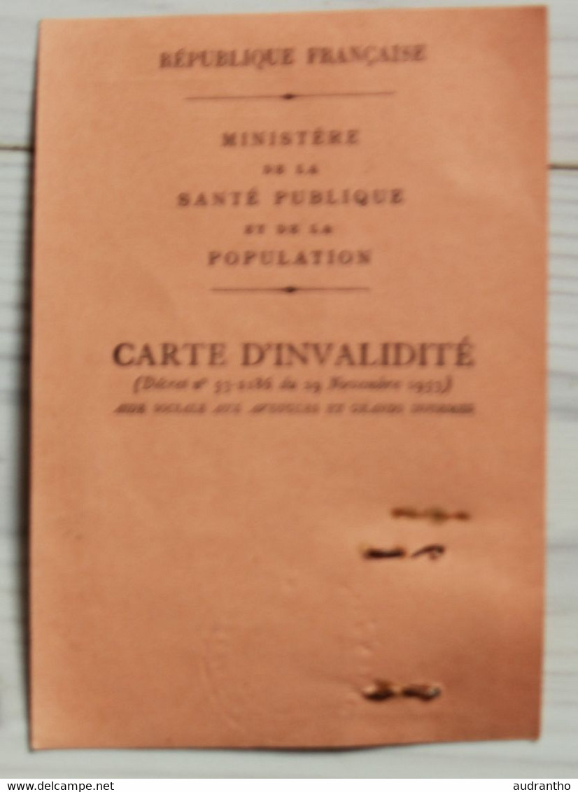 Carte D'invalidité Mayenne 53 BEHIER DUGROSSY Augustine 1955 Juvigny Niort La Fontaine - Otros & Sin Clasificación