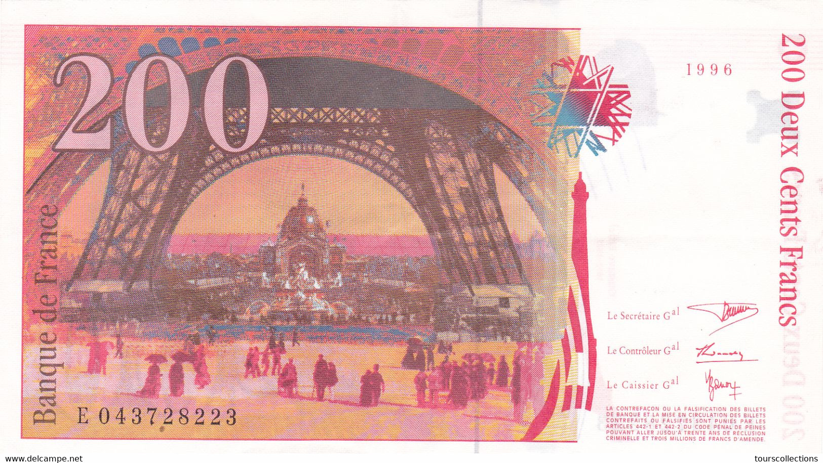 FAY 75/03a - 200 FRANCS EIFFEL  - 1996  SUP  @ E 043728223 - BILLET FRANCE - 200 F 1995-1999 ''Eiffel''