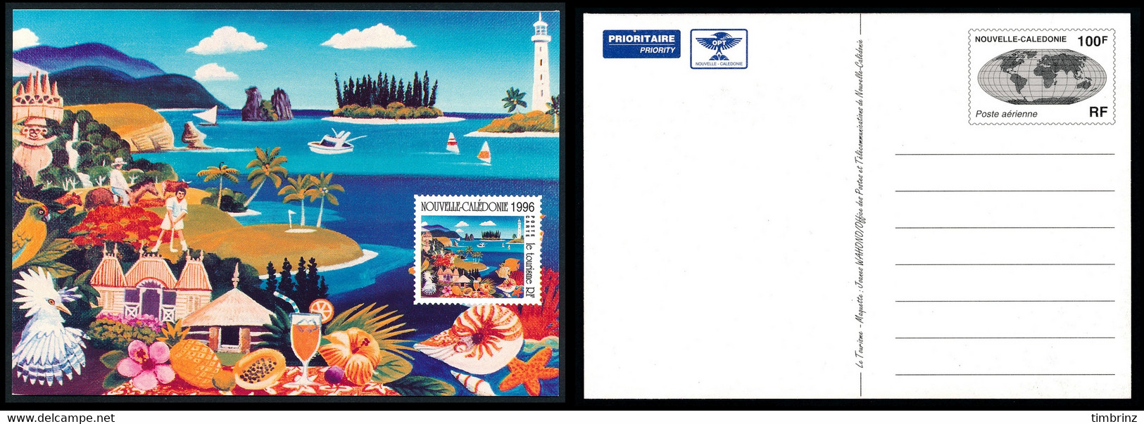 NOUV.-CALEDONIE 1996 - Yv. 2-CP **   Cote= 12,00 EUR - Carte Postale 100f Noir, Au Verso 'Le Tourisme'  ..Réf.NCE25831 - Enteros Postales