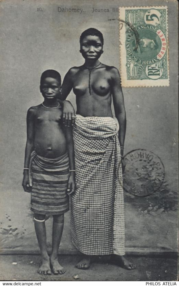 CPA Dahomey Jeunes Filles Nu Ethnique YT 21 Général Faidherbe 5ct CAD Parakou Dahomey 21 MAI 07 - Dahome