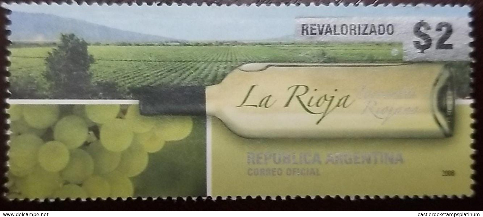 A) 2006, ARGENTINA, WINE REGIONS, REVALUED $2, LA RIOJA, SILVER POINT, BEFORE VALUE, USED - Lettres & Documents