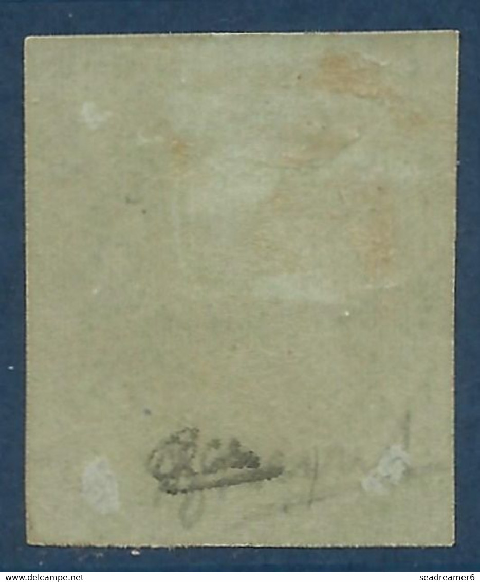 France Colonies Générales N°8* 5c Vert Jaune, 4 Petits Points De Manque De Gomme (collé Ainsi Sur Page...) Signé Calves - Napoleone III