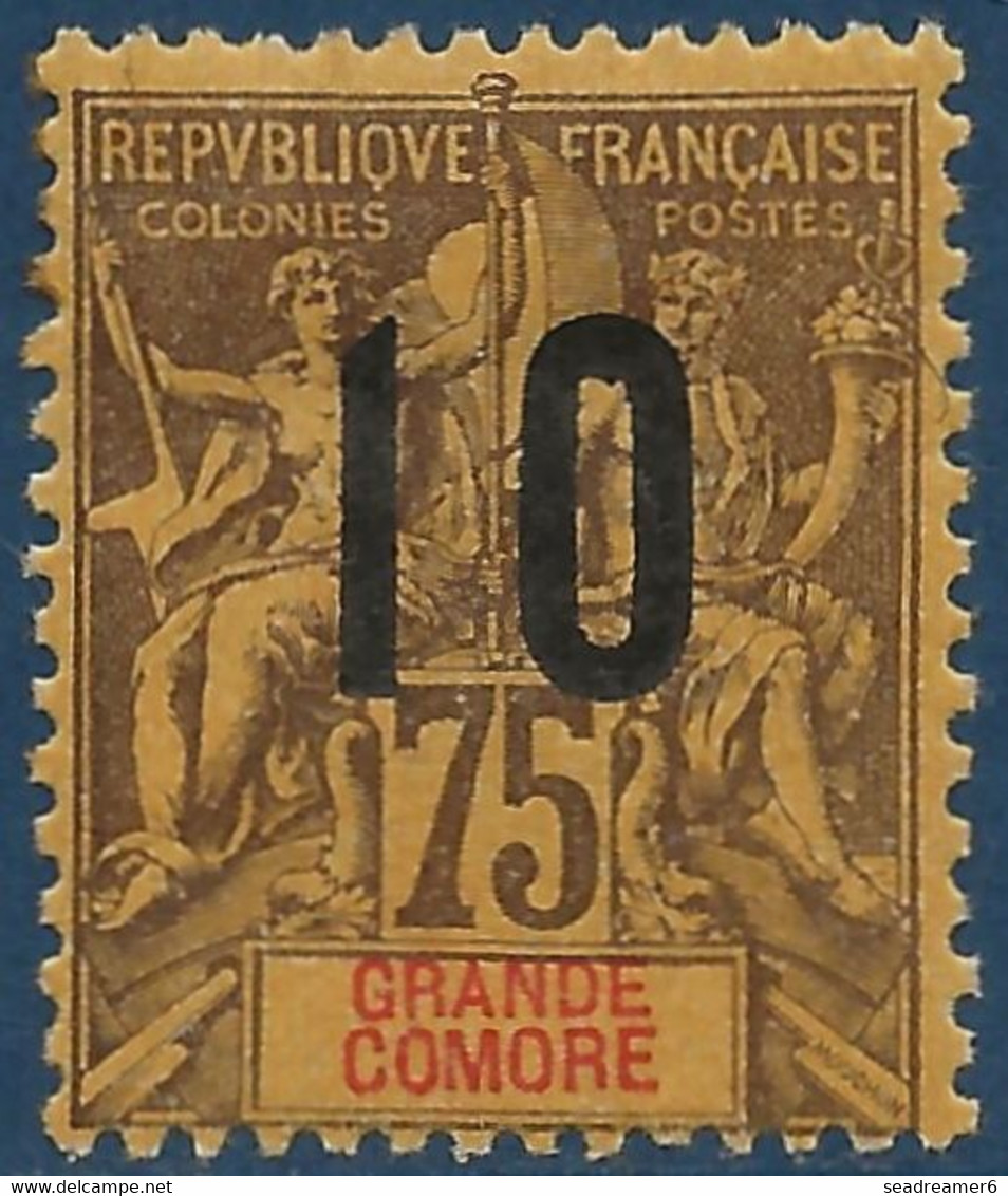 France Grande Comore N°29A* 10c Sur 75c Variété Surcharge Espaçée, Très Frais Signé Calves - Oblitérés