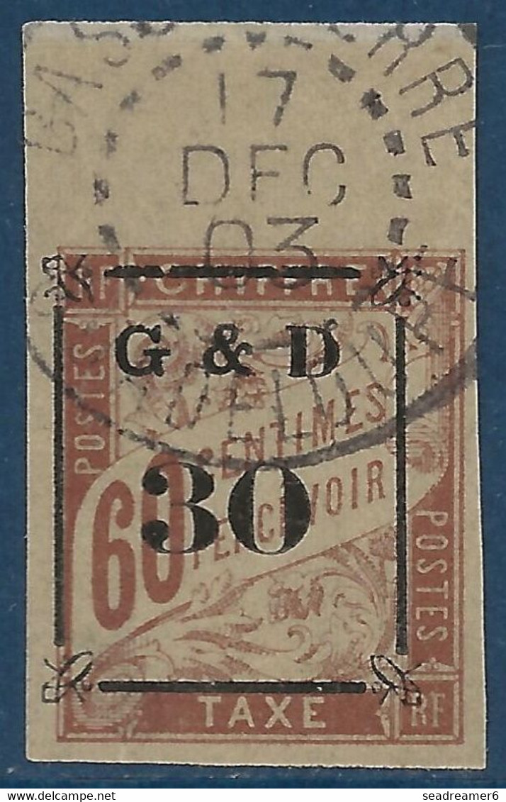 France Guadeloupe N°13 (tirage 1650) BDFeuille , 30c Sur 60c Oblitéré De Basse Terre,  Très Frais Signé Calves - Used Stamps