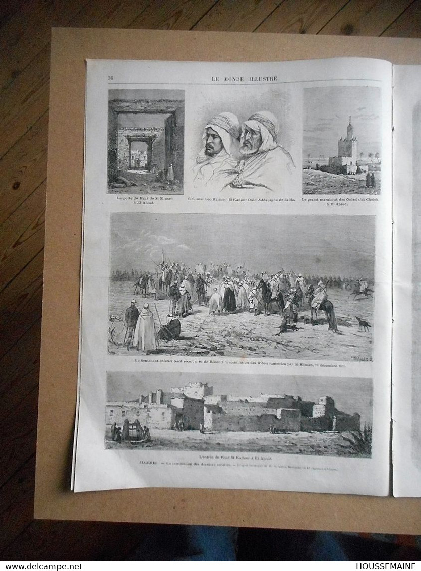 LE MONDE ILLUSTRE 20/01/ 1872 GUSTAVE LAMBERT POLE NORD BUZENVAL ALGERIE EL ABIOD GANT OPERA SARDOU OFFENBACH ESPAGNE - 1850 - 1899