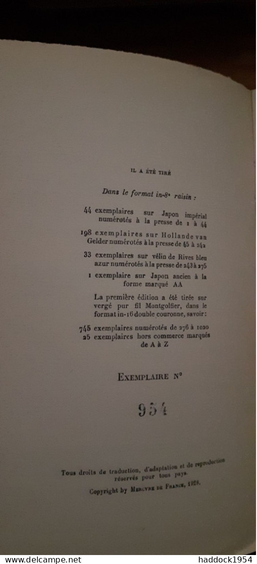 Flamma Tenax 1922-1928 HENRI DE REGNIER Mercure De France 1928 - Auteurs Français
