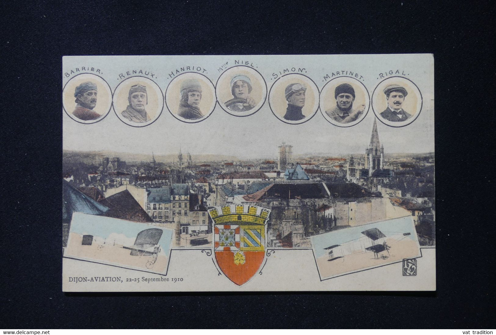 AVIATION - Carte Postale Du Meeting De Dijon En 1910 Avec Des Pilotes En Médaillon - L 88566 - Aviatori