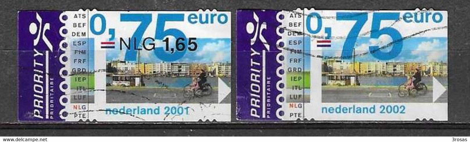 Pays-Bas Netherlands 2002 Cyclisme Cycling Double And Single Currency Obl - Used Stamps