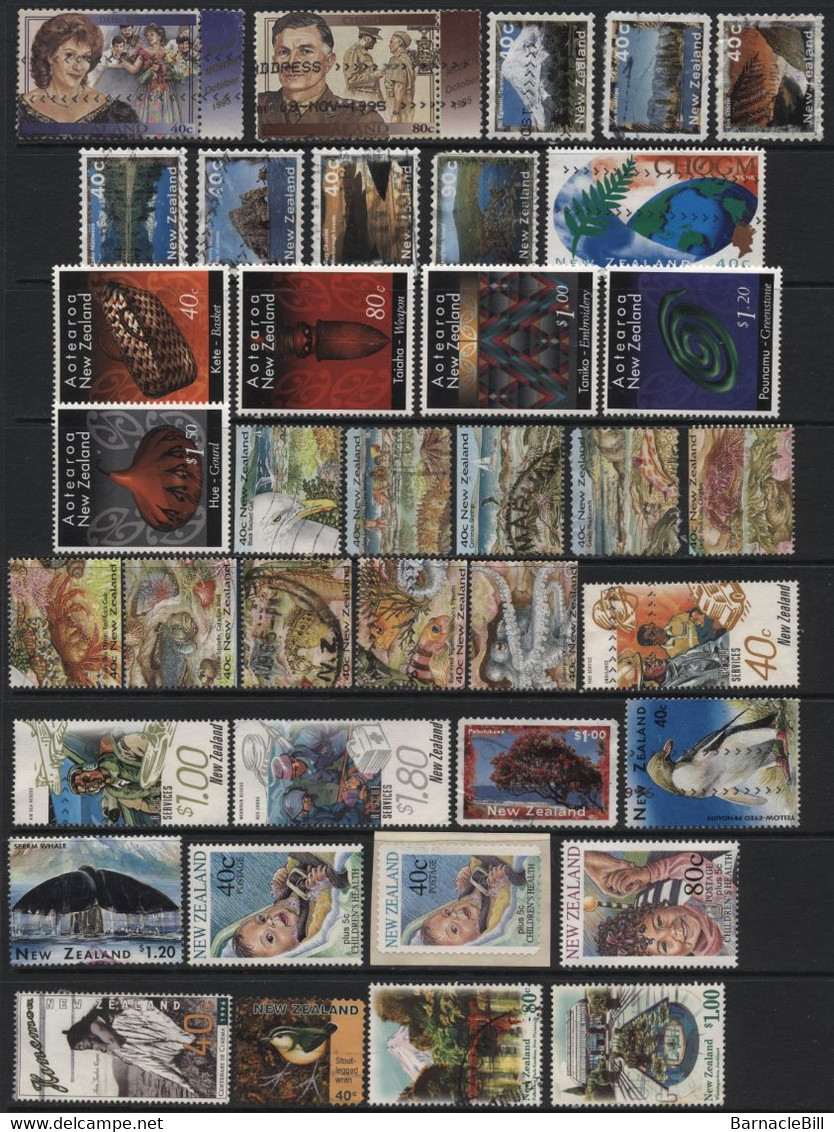 New Zealand (10) 100 Different Decimal Stamps. 1995-97 Unused & Used. Hinged. - Collections, Lots & Séries