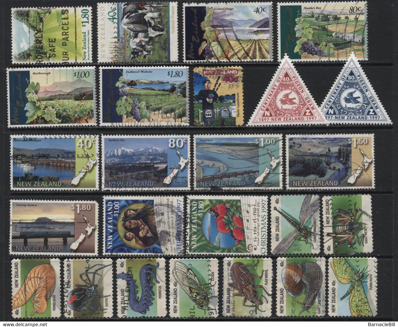 New Zealand (10) 100 Different Decimal Stamps. 1995-97 Unused & Used. Hinged. - Lots & Serien