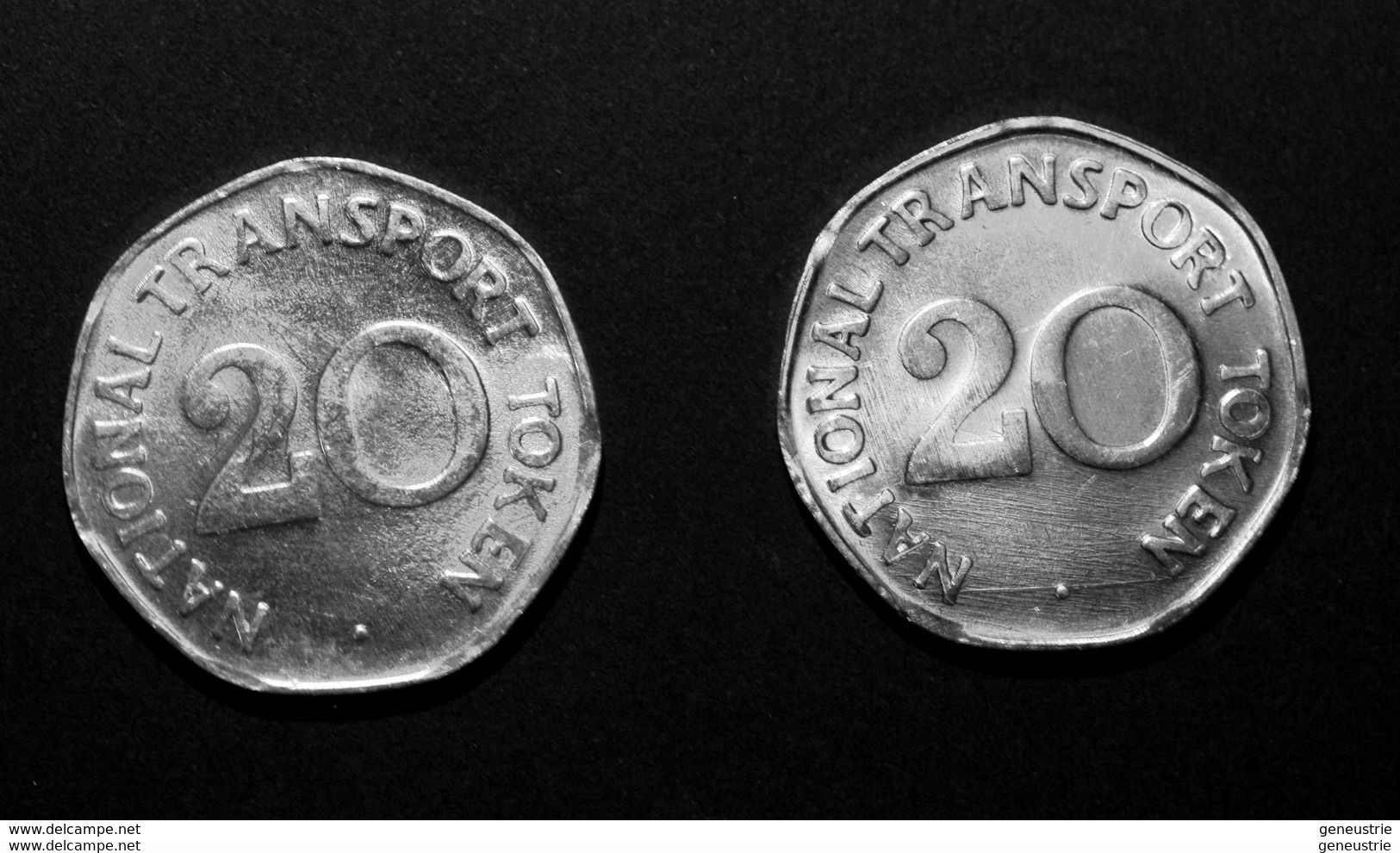 Série De 2 Jetons De Nécessité Britanniques De Métro Ou Bus Années 70 "National Transport Tokens" Jeton Ticket De Métro - Monétaires/De Nécessité