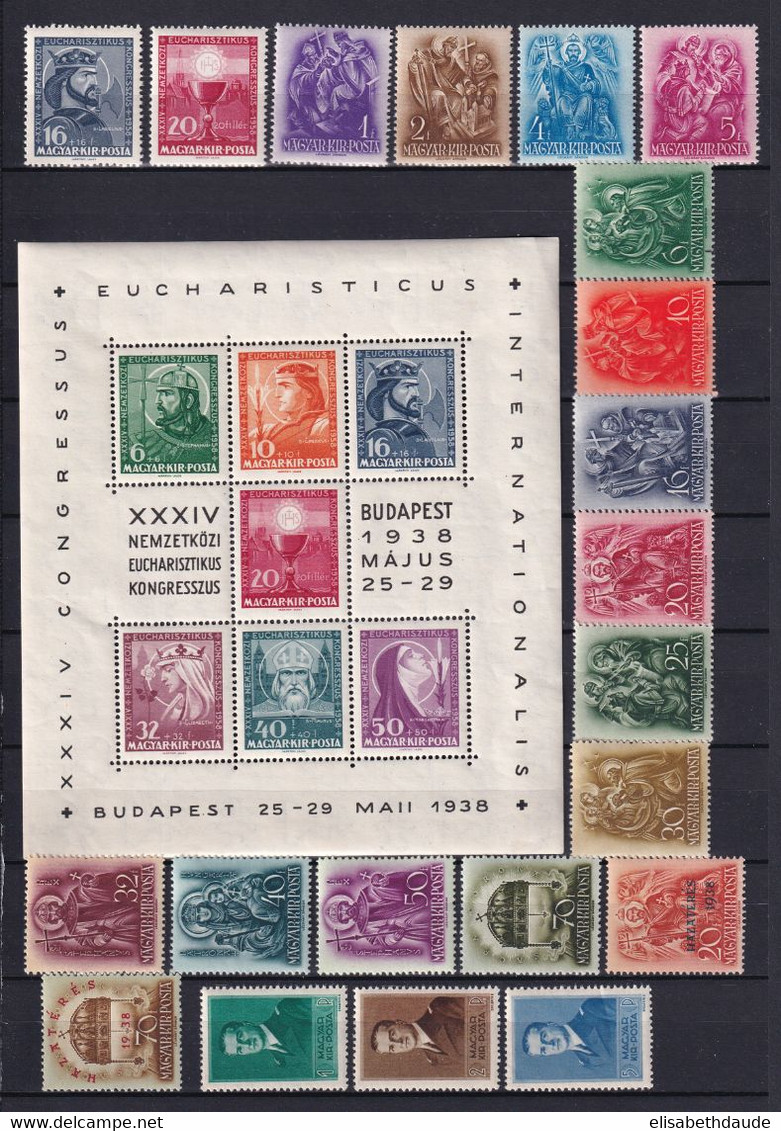 HONGRIE - ANNEE COMPLETE 1938 - YVERT N° 490/518 + BLOCS 2/4 * MLH - COTE = 178 EUR. - 2 PAGES - Annate Complete