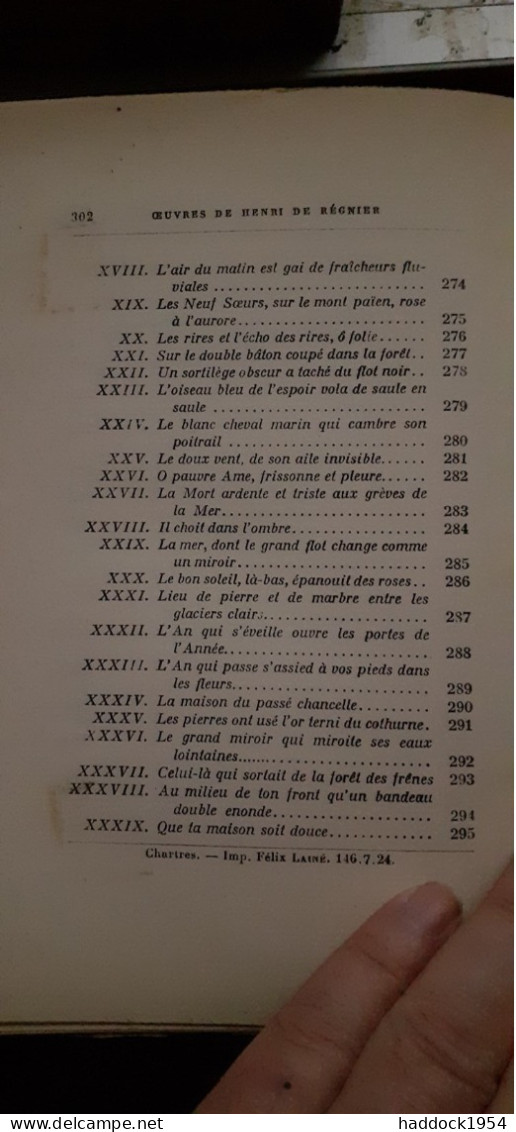 les lendemains oeuvres de HENRI DE REGNIER tome 4 mercure de france 1924