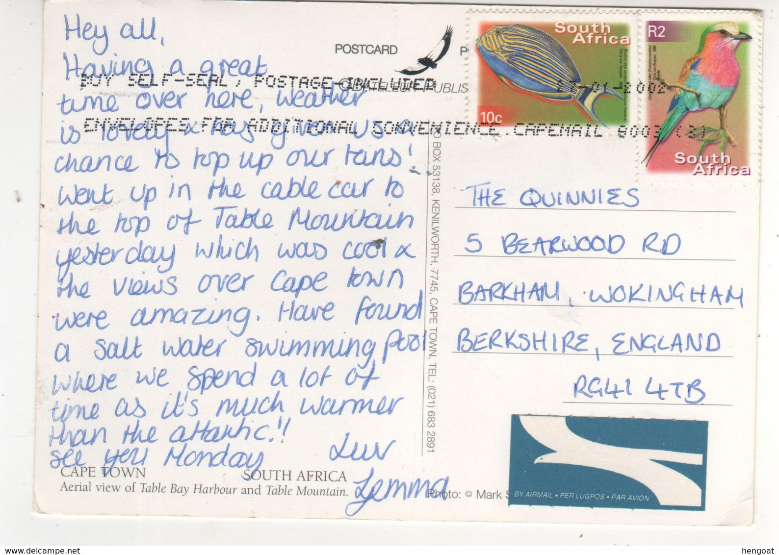 Beaux Timbres , Stamps Tableau : " Poisson , Oiseau " Sur Cp , Carte , Postcard Du 27/01/2002 - Cartas & Documentos