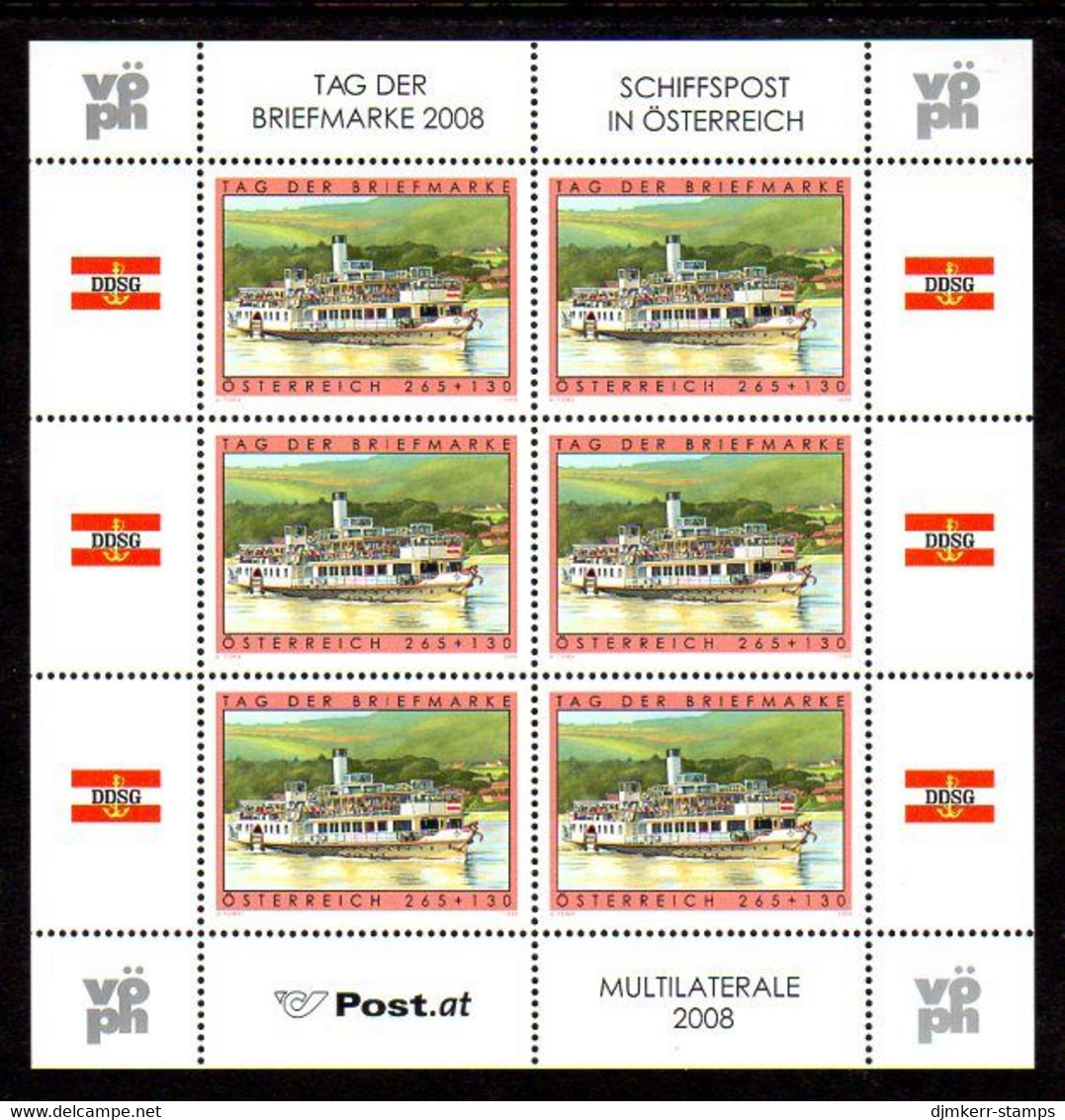 AUSTRIA 2008 Stamp Day Sheetlet Of 6 MNH / **  Michel 2767 Kb - Blocks & Sheetlets & Panes
