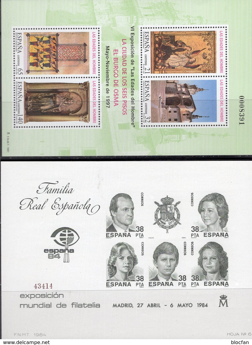 Kunst 1997 Spanien Block 27 SD6+Bl.70 SD63 ** 95€ Gemälde Diozöse Königsfamilie Hoja Architectur Church Art Sheet Espana - Proofs & Reprints