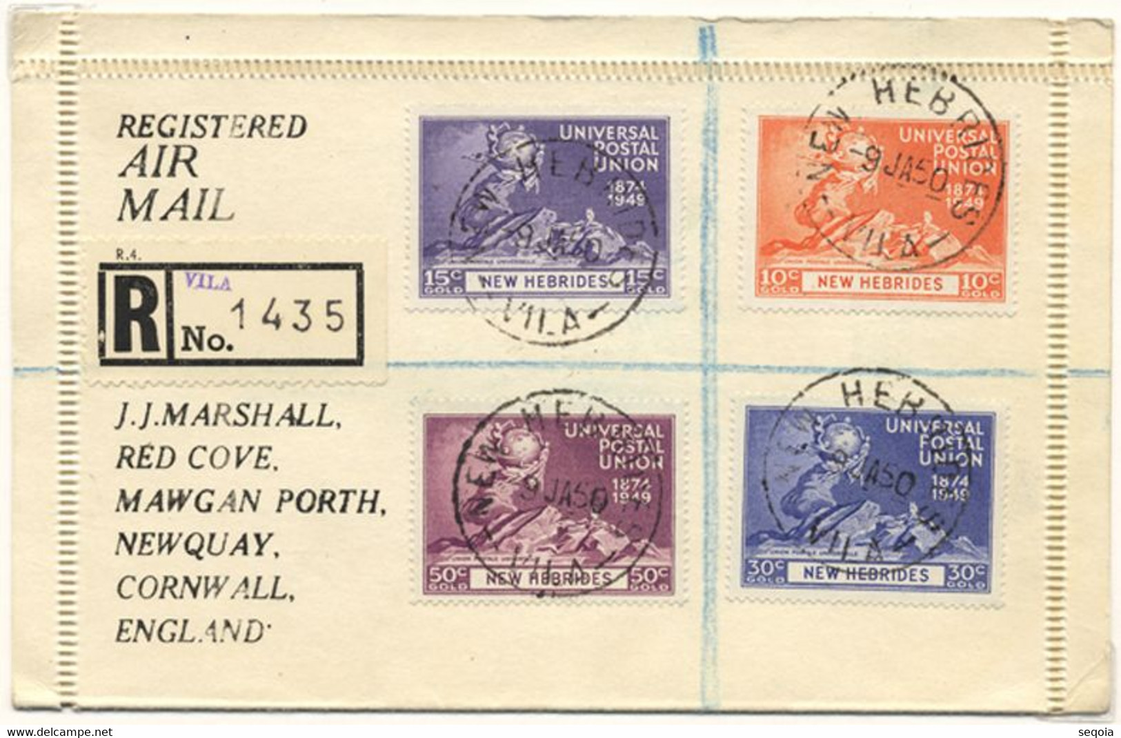 1939-64 NOUVELLES HEBRIDES 3 LETTRES RECOMMANDEES AVEC ETIQUETTES DE RECOMMANDATION DIFFERENTES - Covers & Documents