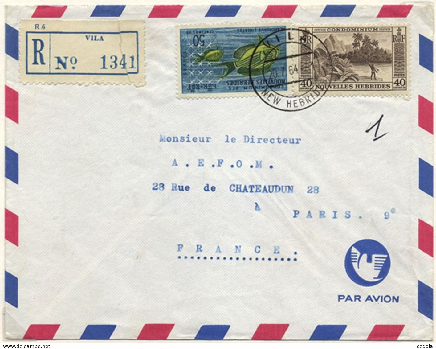 1939-64 NOUVELLES HEBRIDES 3 LETTRES RECOMMANDEES AVEC ETIQUETTES DE RECOMMANDATION DIFFERENTES - Covers & Documents