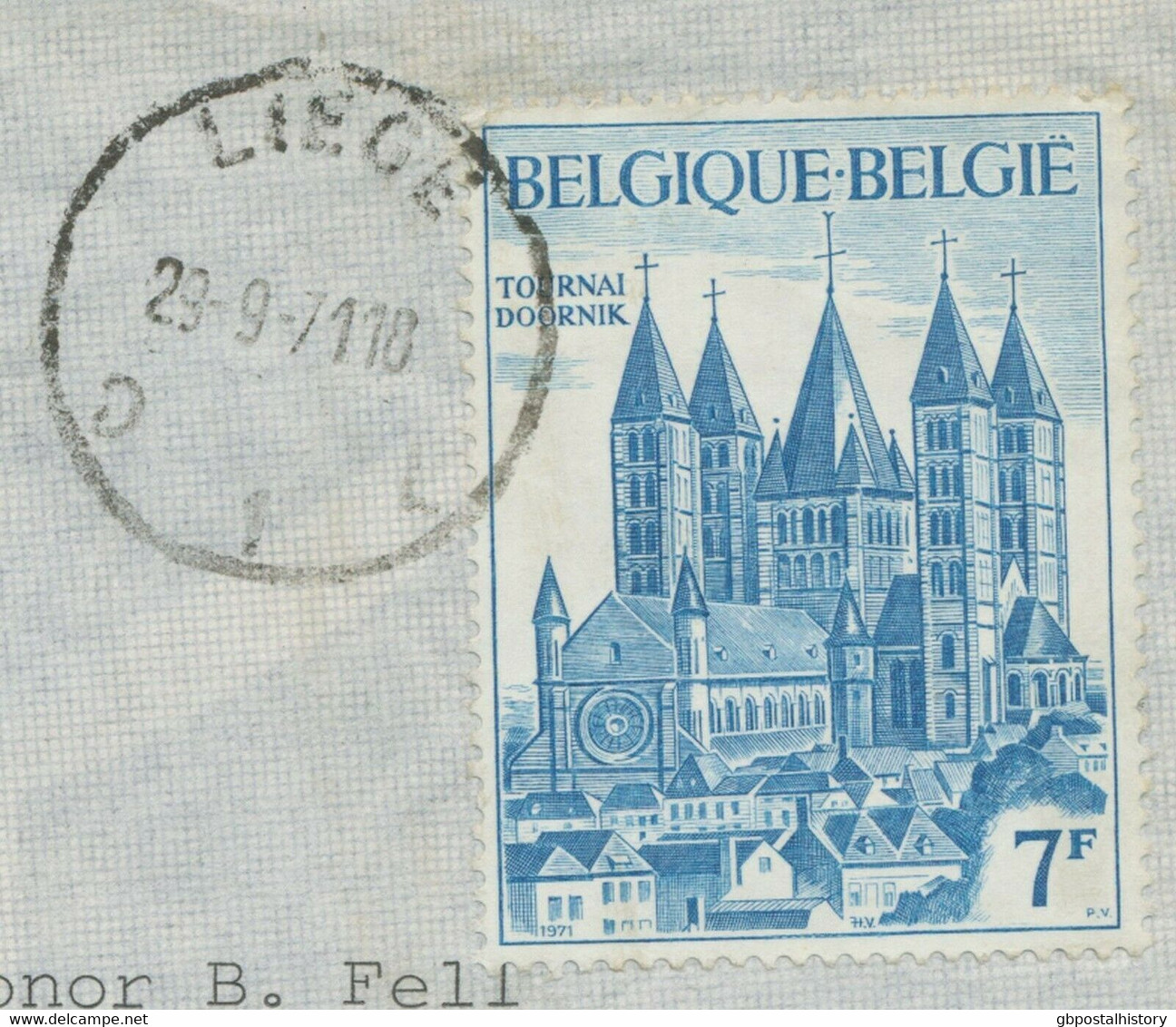 BELGIEN 1971, 7 Fr. 800 Jahre Kathedrale Von Tournai (Doornik) Selt. EF A. LuPo - Lettres & Documents