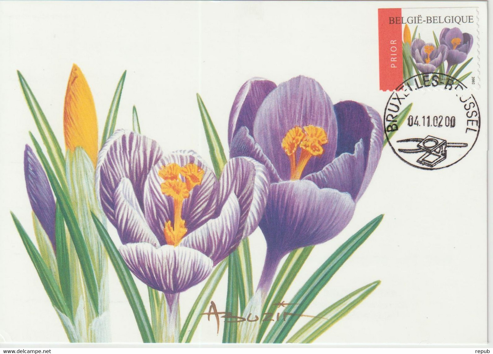 Belgique Carte Maximum Fleurs Buzin 2002 Crocus 3135 - 2001-2010