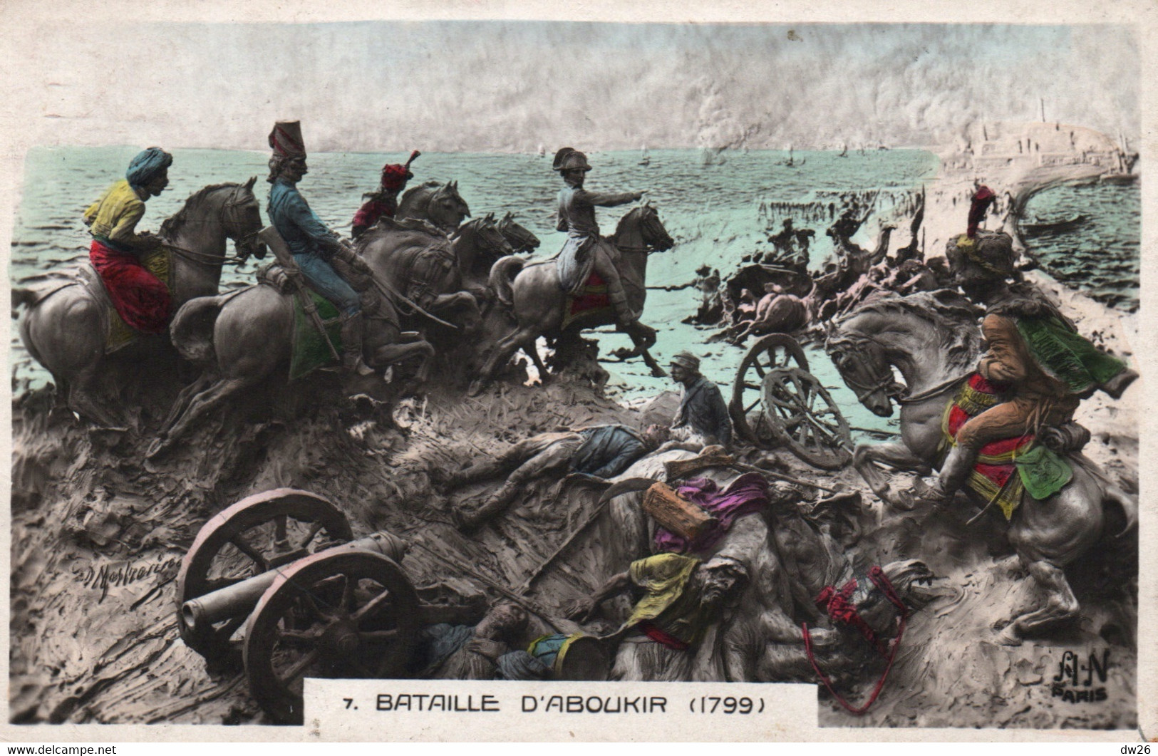 Illustration Mastroianni, Série La Vie De Napoléon N° 7: Bataille D'Aboukir 1799 - Carte A.N. Paris Colorisée - Mastroianni