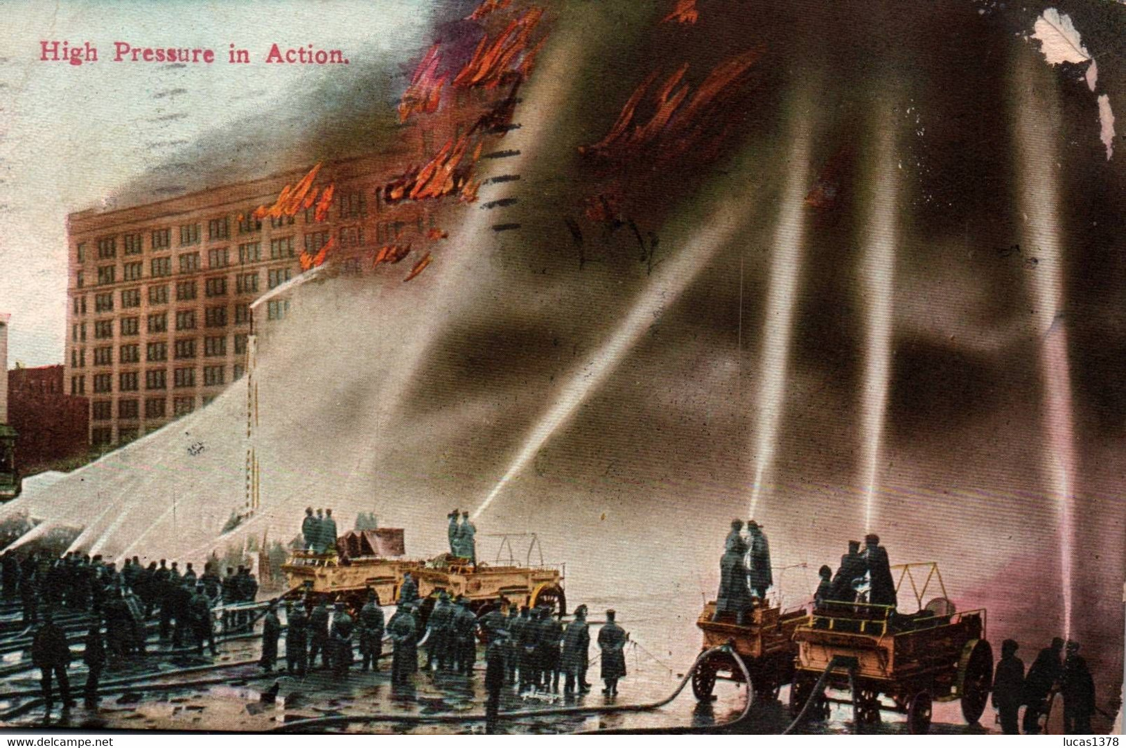 UNITED STATES - Artcard Of High Pressure In Action - Firemen - Sapeurs-Pompiers