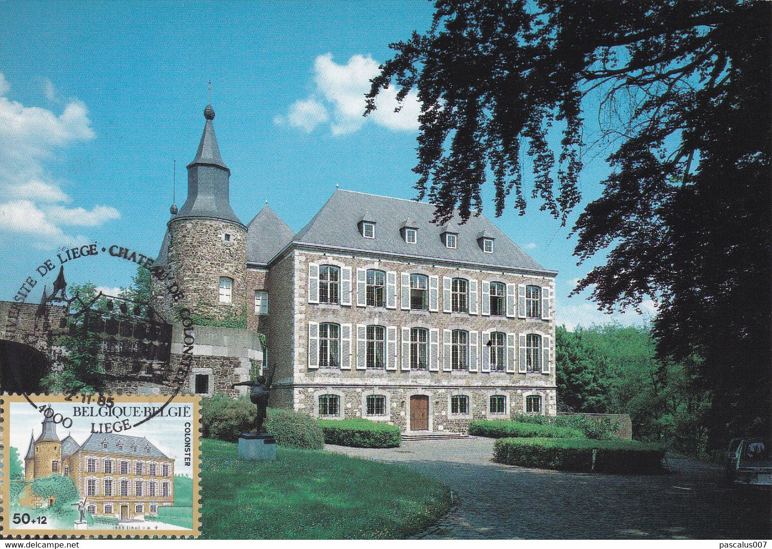 B01-325 2196 Carte Maximum Tourisme Château Colonster CS - Carte Souvenir FDC 02-11- 1985 4000 Liège - 1981-1990