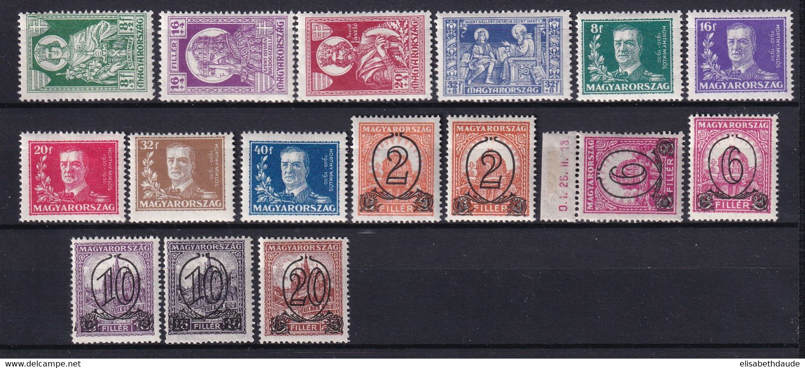 HONGRIE - ANNEE COMPLETE 1930 - YVERT N° 423/438 * MLH - COTE = 45 EUR. - Full Years